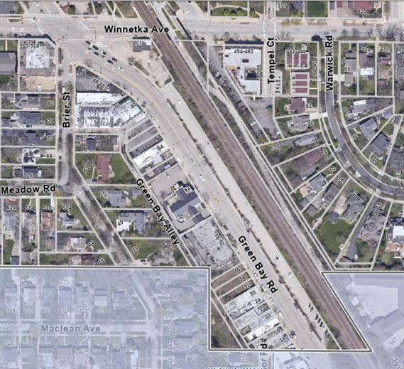 Maps view of Indian Hill business district along Green Bay Road