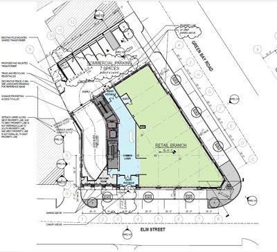 Drawing of Chase Bank location at Green Bay and Elm