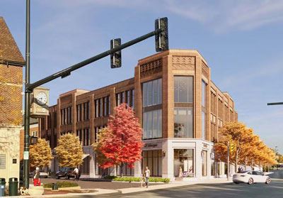 Drawing of what the completed Chase bank building will look like